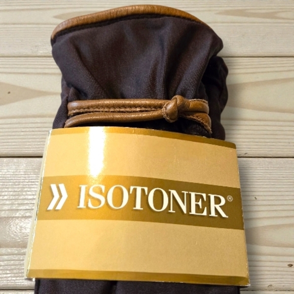 NWT WOMEN'S ISOTONER EVERYDAY GLOVES CHOCOLATE BROWN WITH LEATHER ACCENTS - Picture 3 of 5